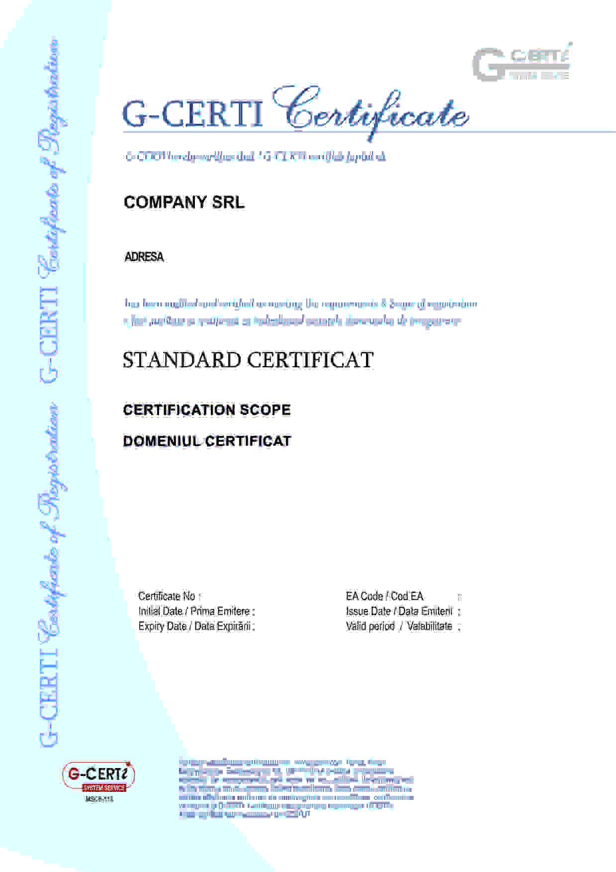 Certificat Calitate ISO 9001